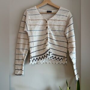 Vintage Striped Button-Up Cardigan